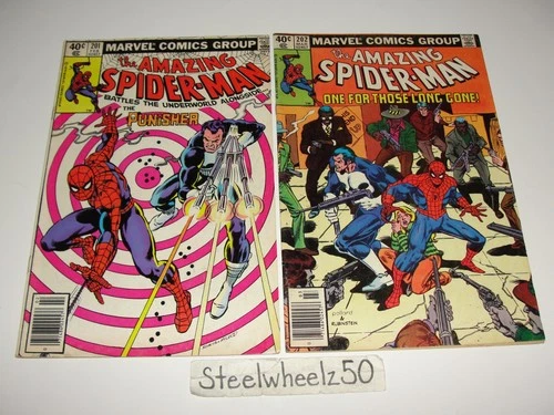 Amazing Spiderman #201 & 202 Comic Lot Marvel 1980 Early Punisher Appearances