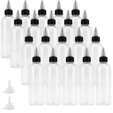 20 Pack 8.8 oz Clear Dispensing Bottles, Plastic Squeeze Bottles with Twist T...
