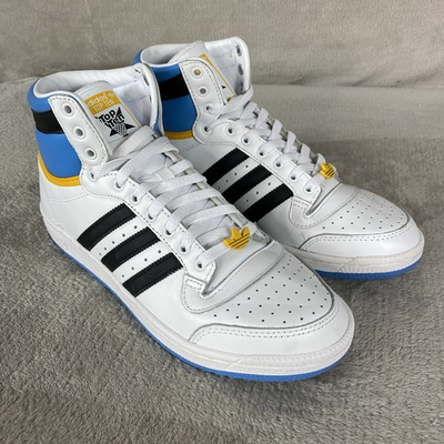 #ad adidas Top Ten High White Blue Gold Leather Mens Size 11 Basketball Shoes NEW $67.49