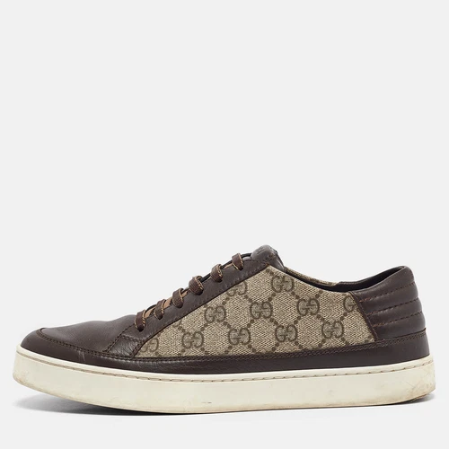 Baskets basses Gucci beige/marron GG Supreme toile et cuir pointure 41
