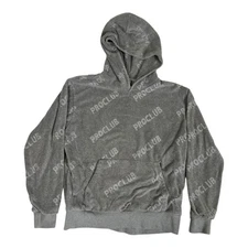 Pro Club Comfort Pull Over Terry Fleece Hoodie Size Medium Gray All Over Print