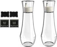 2 Pack Glass Mouthwash Dispenser for Bathroom, 8.8oz Mouth Wash Clear 2P