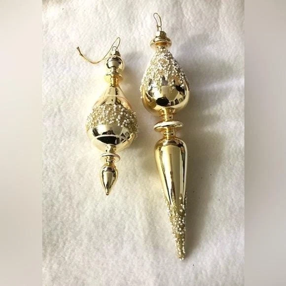 Balsam Hill Tree Christmas Ornaments Biltmore Legacy Finial Gold Ornaments - Image 2 of 4