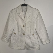 BANANA REPUBLIC White Blazer 3/4 Sleeves W/pockets Fully Lined Size 8