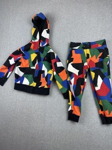 Polo Ralph Lauren Tracksuit Kids 4 Multicolor Geometric Hoodie Pants Set Preppy