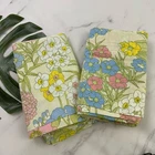 Cannon Monticello Vintage 80s Floral Sheets Twin Size Flat Set of 2 Yellow Blue