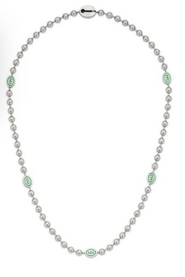 Gucci ineinandergreifende G grüne Emaille Sterlingsilber Boule Kette Halskette 490 $