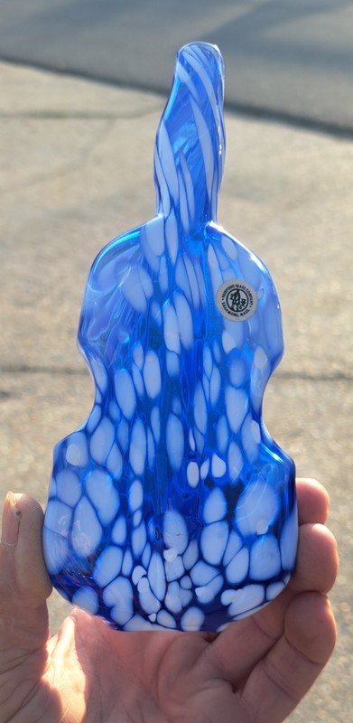 Pairpoint Glass Violin 8" Tall. Limited Edition Blue And White Specs.