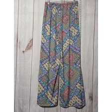 Boho Chic Patchwork Wide Leg Palazzo Pants Ladies Medium Colorful Bohemian