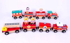 Janod Set 2 Trains - Firefighter & Circus Train Magnetic Engine and Wagons