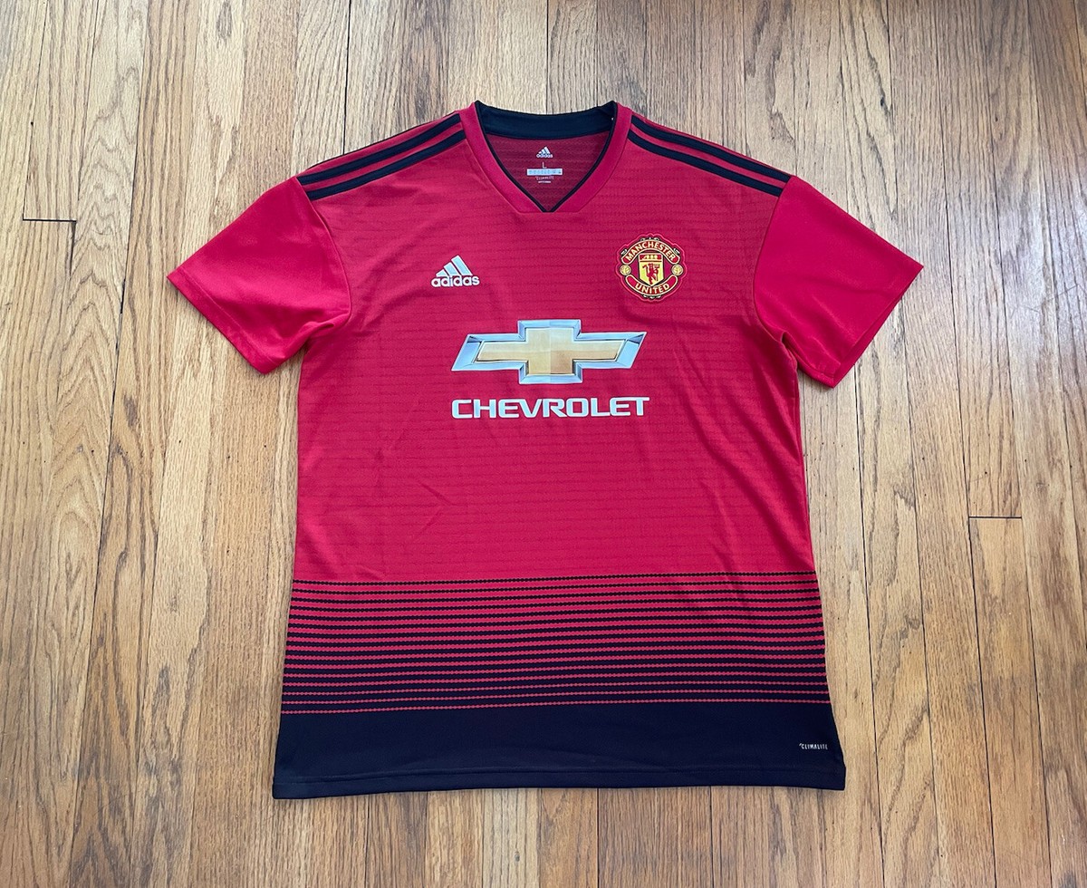 Manchester United Adidas Climalite Soccer Jersey Mens L EUC Red