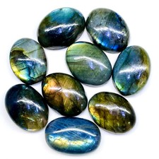 9 Pcs Natural Labradorite 20.8-23.5mm Flashy Loose Cabochon Gemstones Lot