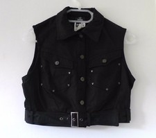 Versace Jeans Couture Black Denim Jacket - Sleeveless/belted - Size S