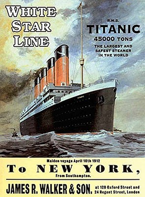 White Star Line Titanic (James Walker Werbung) Stahlschild 200mm x 150mm AUSVERKAUF