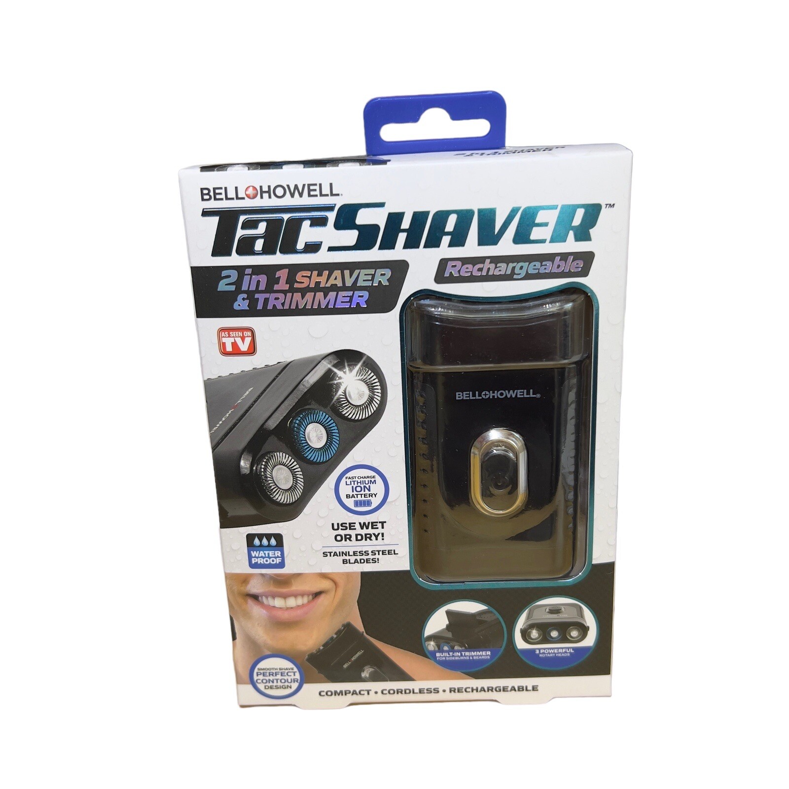 Bell + Howell Tac Shaver Rechargeable 2 in 1 Shaver Trimmer Compact Cordless