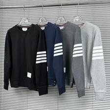 Thom Browne Men/womens Classic Stripe Crew Neck Long Sleeve Pullover Sweater