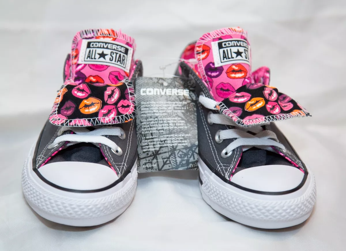 Converse All Star Chuck Taylor Sz 6 Double Tongue Print Lipstick Pink Gray | eBay