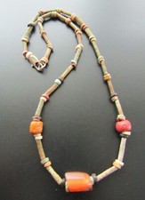 NILE  Ancient Egyptian Carnelian Amulet Mummy Bead Necklace ca 600 BC