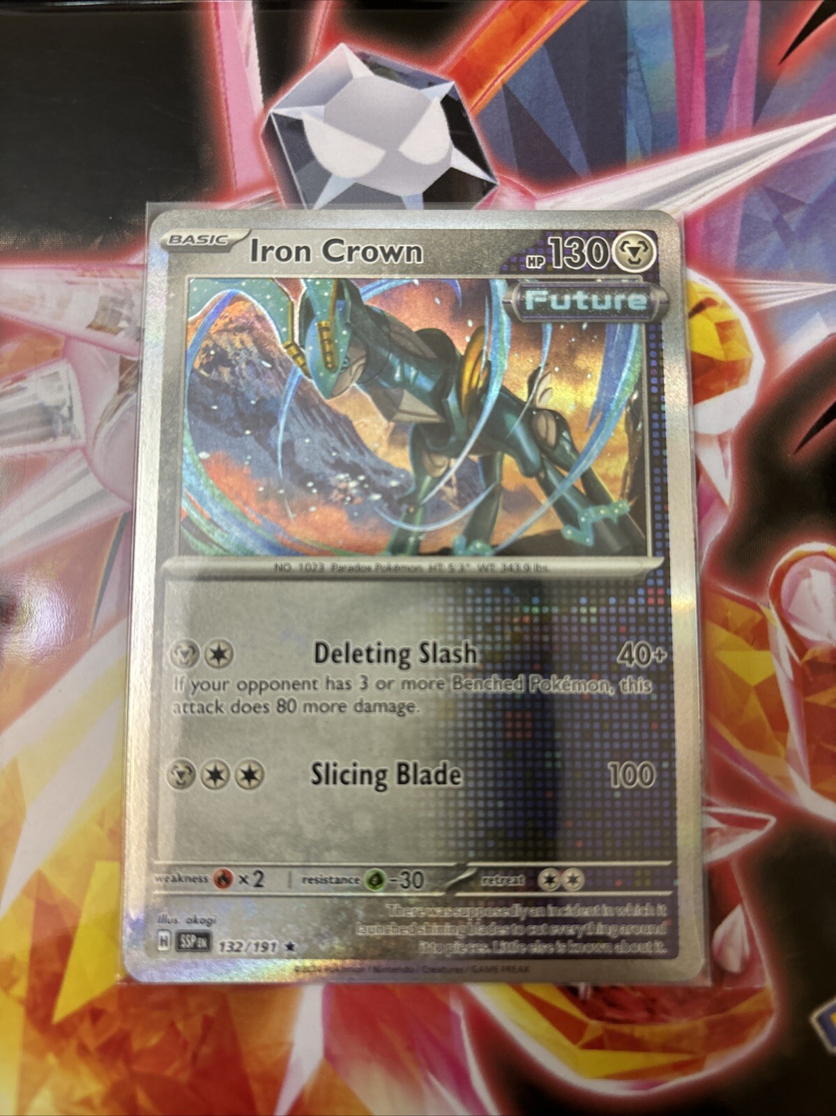 🔥Pokémon Iron Crown 132/191 Sv08: Surging Sparks Holo New Mint