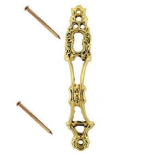 (5 Pack) 3-3/8 inch Victorian China Cabinet Finger Pull with Keyhole Solid Brass