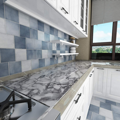 Gray Marble Peel and Stick Countertop Wallpaper - Waterproof Vinyl Cover - 第 6/7 張圖片