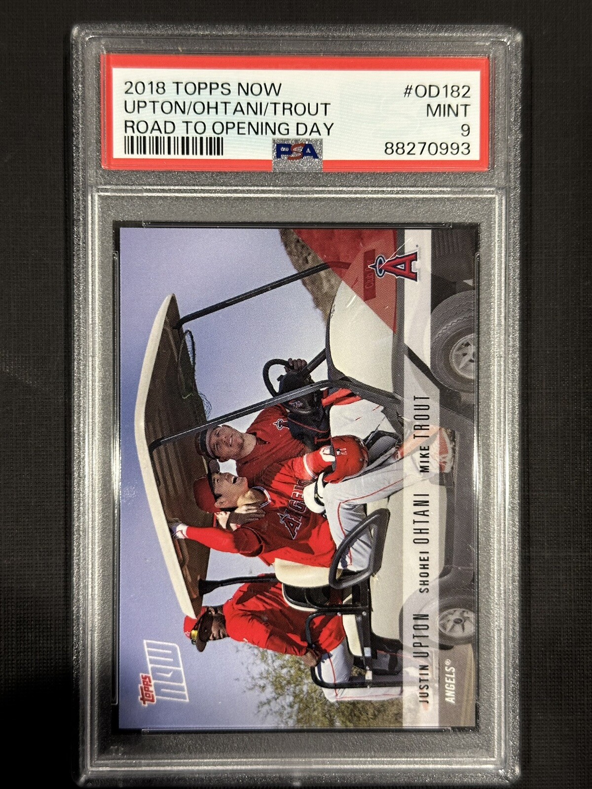 2018 Topps Now Upton Shohei Ohtani Mike Trout Road to Opening Day #OD182 PSA 9