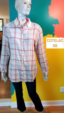 Cotélac Taille 38 Superbe chemise boyfriend manches longues femme crème et rose