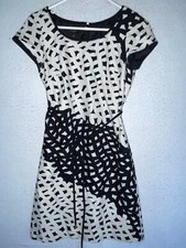 Talbots Dress Size 2P Black White Short Sleeve sheath cotton modal lined