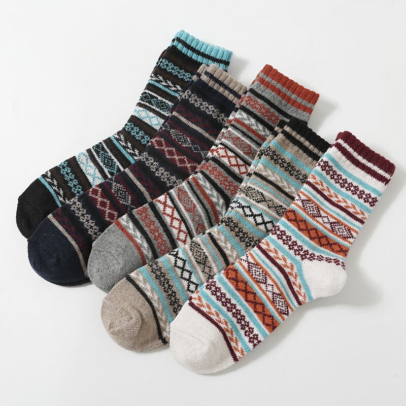 5 Pack Women Wool Cashmere Socks Thick Knit Warm Soft Casual Cozy Lady Sockso