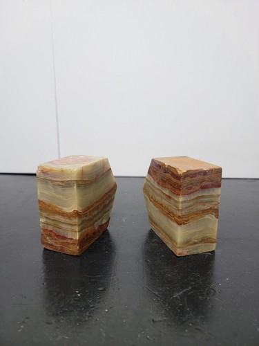 Natural Onyx Stone House Shape Bookends. Chipped. Art Deco. SET OF 2. See Pics. - 第 6/6 張圖片