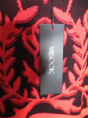 NWT Misook XL Hot Pink Black Floral Demask 3/4 Sleeve Midi Dress - Picture 5 of 5