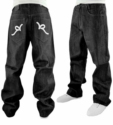 Jeans Noir Homme Rocawear Coupe Régulière - Taille W36, Occasion Très Bon état