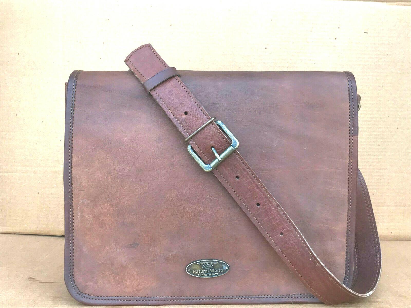 Mens Genuine Vintage Leather Satchel Messenger Thin HandBag 