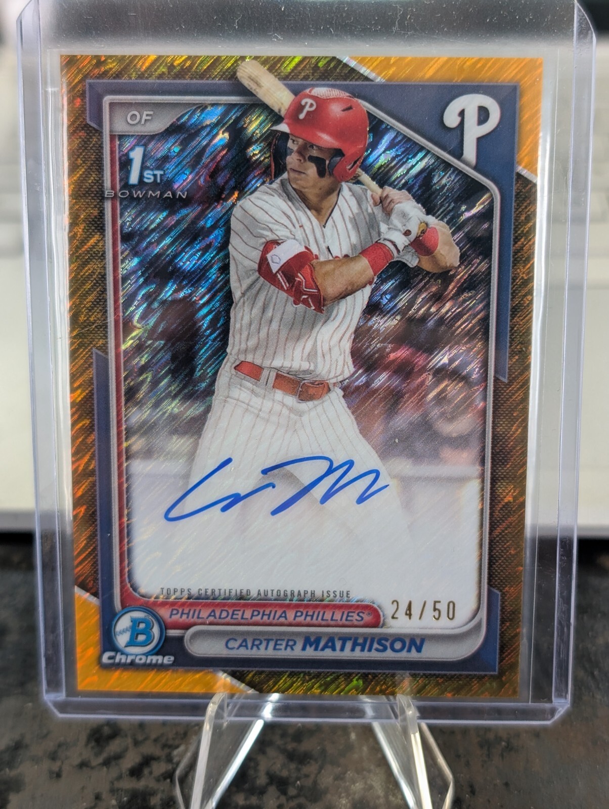 2024 Bowman Draft Chrome 1st Gold Shimmer Auto CARTER MATHISON /50 #CPA-CMA