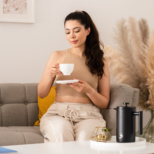 imex French Press acero inoxidable 1L negro prensa de café de doble pared - Imagen 11 de 14