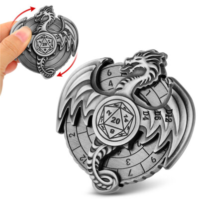 D4 D6 D8 D10 D12 D20 7-in-1 Spinning Dice Metal Roulette Dice Role Play Gaming