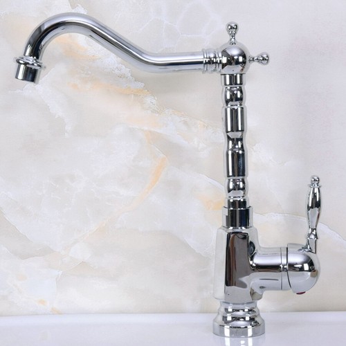 Grifo fregadero tocador fregadero tocador cromado plateado de una sola manija montaje en cubierta baño Qnf925 - Imagen 6 de 7