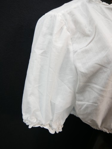 Gr.48 Dirndlbluse weiß Bluse für Dirndl Baumwollmischung mit Spitze B9878 - Bild 3 von 4