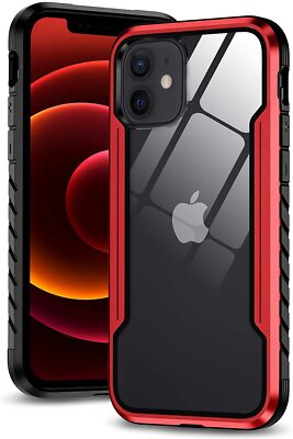 Dirrelo Armour Shield Tough Rugged Bumper Case für Apple iPhone 12 / 12 Pro - Rot