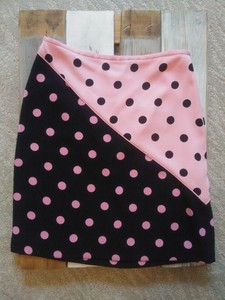 pink and black polka dot skirt