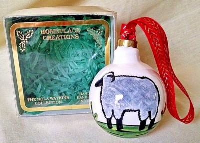 NOLA WATKINS ORNAMENT LAMB HOME PLACE CREATIONS HANDMADE HAND PAINTED BOX.