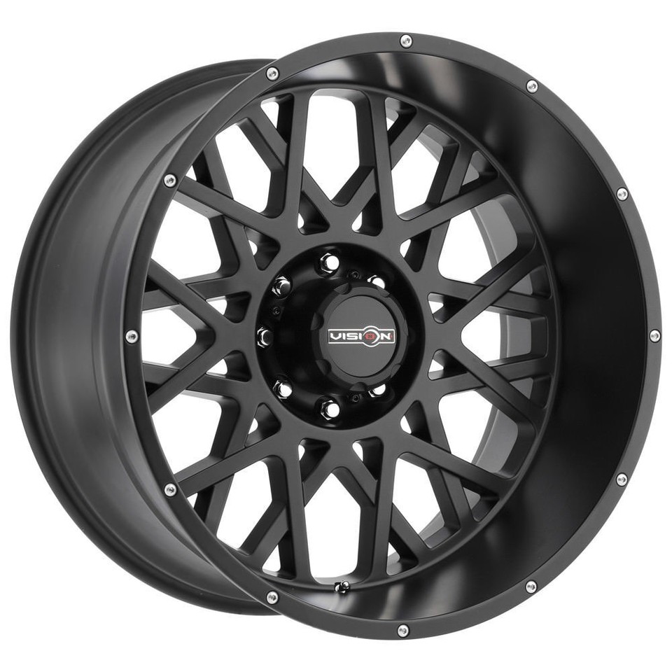 4New 22" Vision 412 Rocker Wheels 22x12 6x5.5/6x139.7 51 Satin Black