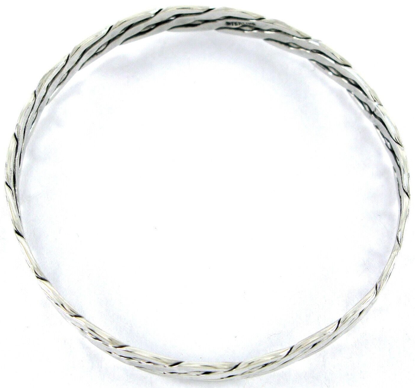 Solid Sterling Silver 925 Woven Bangle Bracelet 1… - image 8