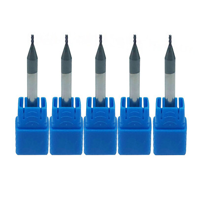 5Pcs 1mm Dia 4mm Shank 50mm Long HRC45 Carbide AlTiN Coated 4 Flute End Mill