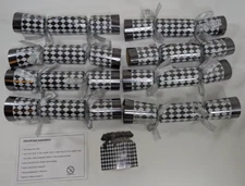 Designing Dining Holiday Party Poppers Christmas Crackers Silver/White Set of 8