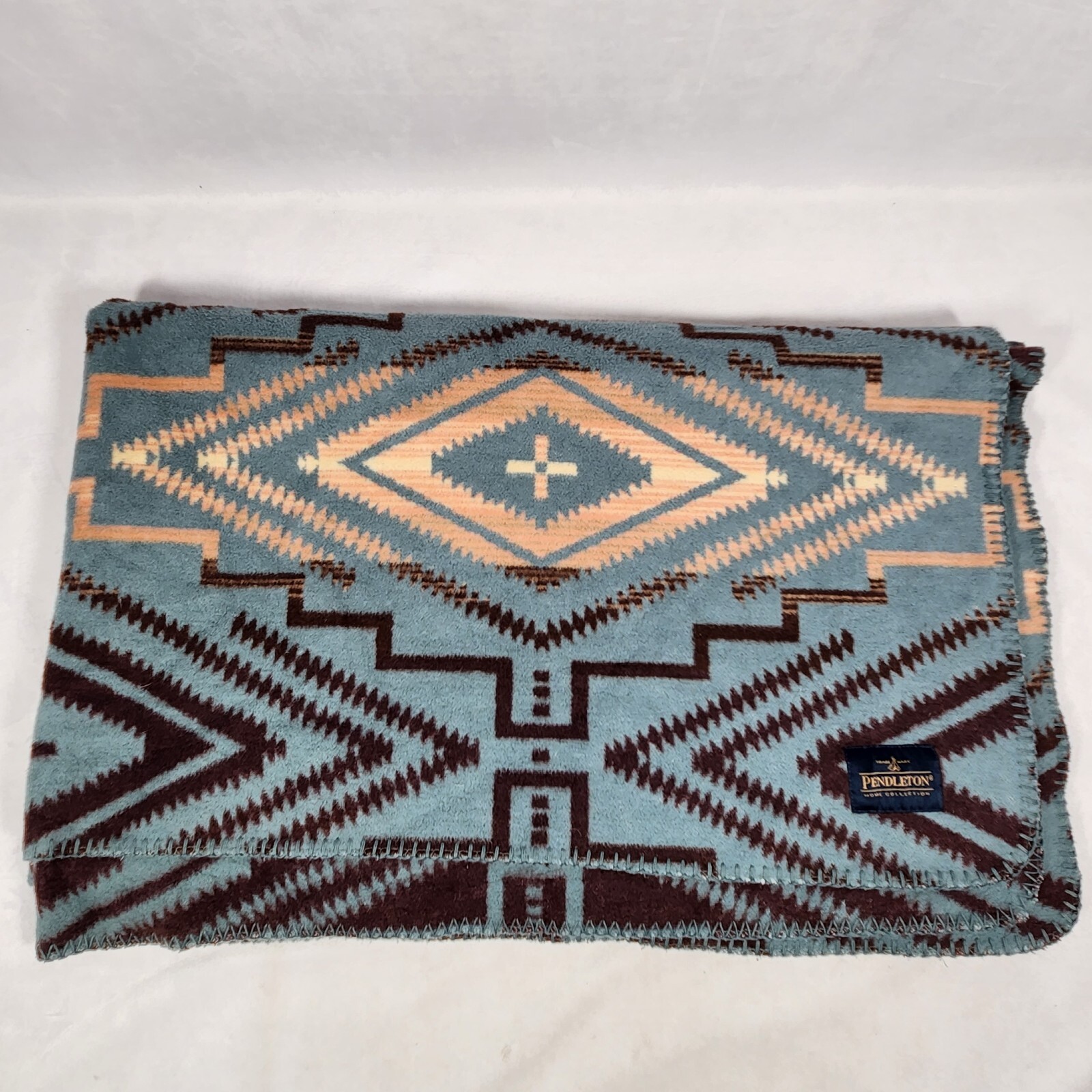 FLAWED Pendleton Home Collection Blanket Aztec Native Design Blue Pink