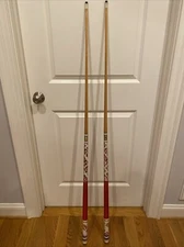 Two Rare Vintage Schlitz Pool Cues (unscrews Into 3 Separate Pieces)