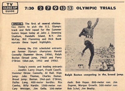 1964 TV AD OLYMPIC TRIALS RALPH BOSTON BROAD JUMP JOHN J. DOWNING STADIUM