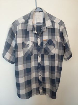 Orvis Classic Collection Short Sleeve Button Up Shirt Blue Check Men's 2XL Golf 