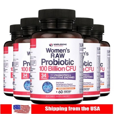 Wholesome Wellness Women's Raw Digestive Enzymes Probiotic 100 Billion CFU Caps